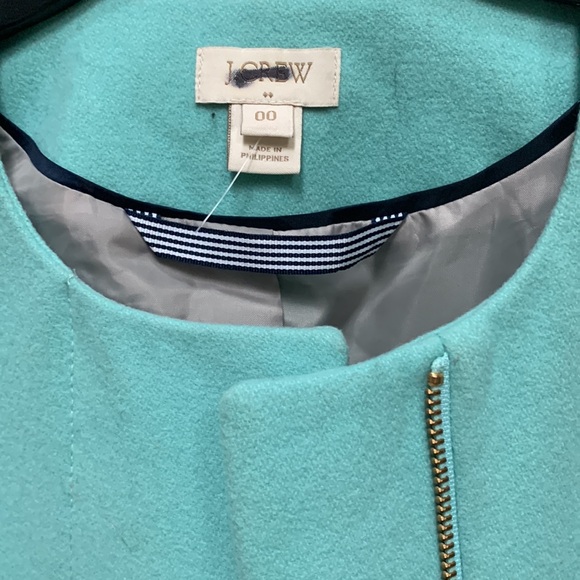 J. Crew Wool Zip Blogger Zipper Coat Jacket Day Coat Double-Cloth Lt. Turquoise - Picture 2 of 11